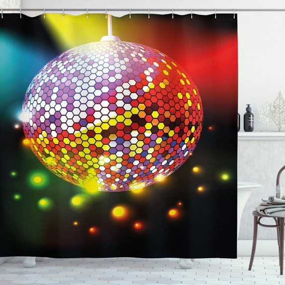 Ambesonne Popstar Party Shower Curtain, Vivid Disco Ball, 69"Wx70"L, Multicolor