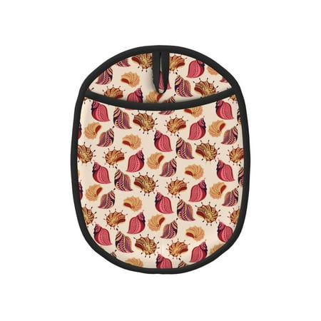 

Pofeuu Sea Shells Print Silicone Pot Mat Mitten With Hanging Loop Heat Resistant Oven Mitts Non-Slip Bbq Baking Smoking Potholders