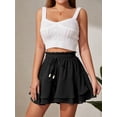 thumbnail image 4 of Pantalones de falda con volantes de doble capa for mujer, con cintura elástica y cordón, pantalones de falda informales antiexposición deportivos, 4 of 7