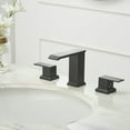 thumbnail image 5 of BWE Waterfall Widespread Bathroom Faucet Matte Black 3 Holes with Pop Up Drain Stopper with Overflow and Supply Line 2-Handle Bath Lavatory Vanity Sink Mixer Tap Square, 5 of 21