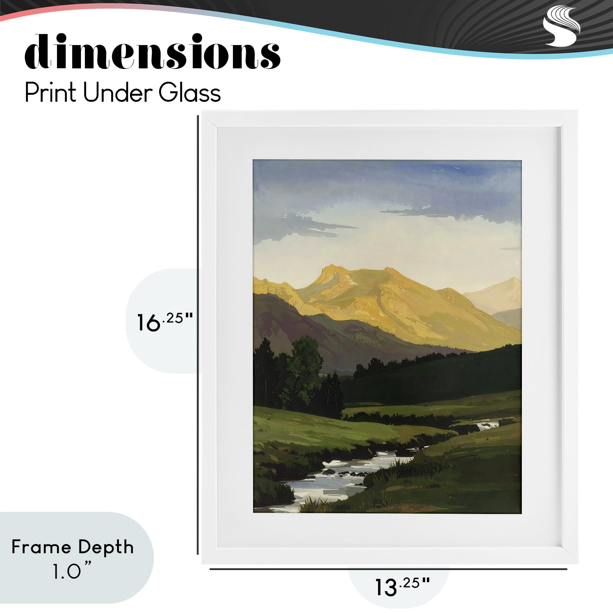 Stupell Industries Mountain Across The Valley White Framed Print Under Glass, design by Alonza Saunders