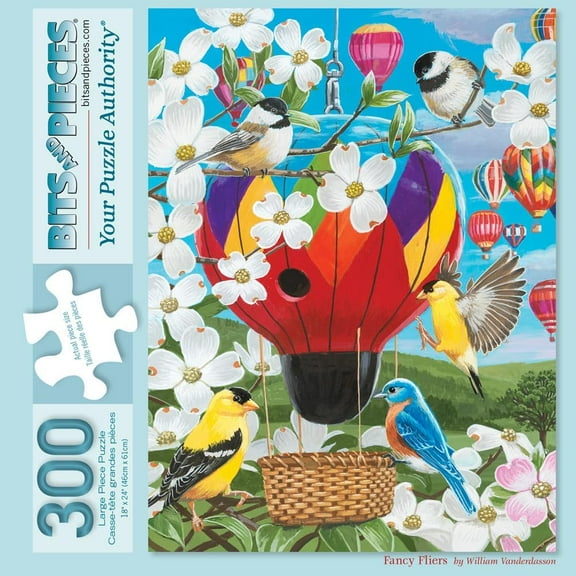 Bits and Pieces Fancy Fliers Jigsaw Puzzle Hot Air Balloon and Birds 300 Piece Large Piece 18 x 24 Inch