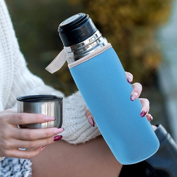LITINKIMI Insulated Water Bottle Holder Blue Foldable Lightweight Waterproof Bag for 550Ml Cups