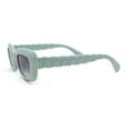 thumbnail image 3 of Womens Mod Rectangle Subtle Weave Pattern Arm Sunglasses Green - Smoke, 3 of 4