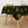 thumbnail image 4 of Nanqianyi Christmas Gold Snowflakes Printed Black Tablecloth Rectangular 60 x 102 inch, For Kitchen Table, Family Gatherings Dinner, 4 of 6
