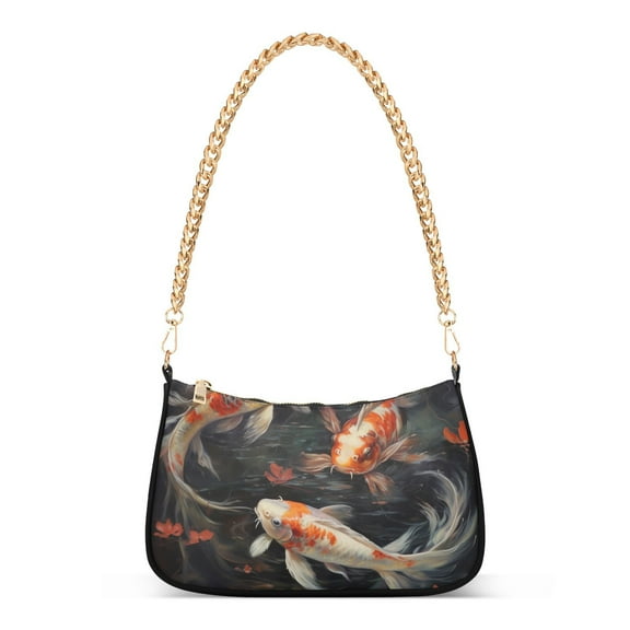 Fish and FlowersWomen Small Shoulder Bag Crossbody Tote Hobo Bags Purse Clutch Handbags with Chain Strap for Women