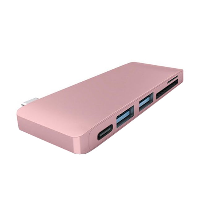 EeaseCA Type-C USB 3.0 5 in 1 Combo Hub Adapter Charging Data Sync Reader for (Rose Gold)