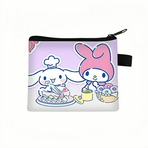 2-Pack Cinnamoroll My Melody Kawaii Anime Mini Wallet Set - Zippered Coin Purse & Polyester Card Holder