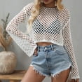 thumbnail image 2 of Camisas Para Mujer Casual Manga Larga Cuello Redondo Punto Recorte Suéter Tops Odeerbi ODB127029, 2 of 6