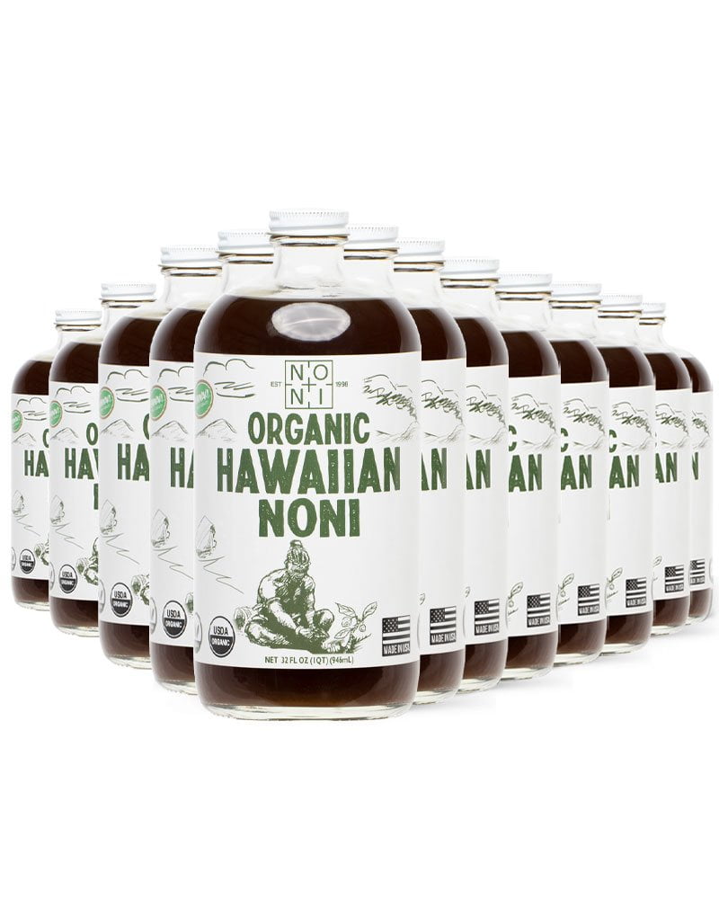 Healing Noni Organic Hawaiian Noni Juice 12 Pack of 32oz Glass