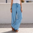 thumbnail image 6 of Lumtrix Women's Wide Leg Palazzo Pants Dressy Casual Striped Y2K Baggy Trousers High Waisted Lounge Slacks with Pockets Royal Blue M, 6 of 8