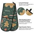thumbnail image 2 of Yayeee Double Oven Mitt Kitchen Heat Resistant Baking 35" x7" Quilted Glove, Brown Christmas Gingerbread, 2 of 6