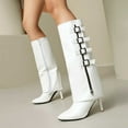 thumbnail image 2 of Mostsola Fold Over Knee High Boots Women Fashion Pointy Toe Stiletto Zip up Buckle Strap Heels, 2 of 9