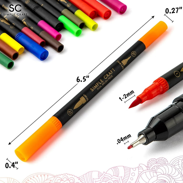 Watercolor Brush Markers, Set of 36 Vivid Colors Flexible Brush Tip  -Kingartco.