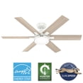 thumbnail image 2 of Hunter - Georgetown Indoor Ceiling Fan With Light, Remote, 52-inch, Fresh White, Modern-style, 6-speed DC Motor, Quick Installation, Energy Star, 52784, 2 of 19
