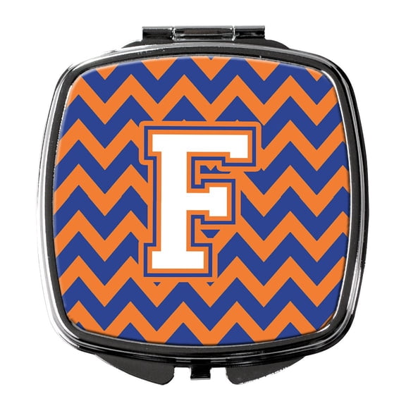 Letter F Chevron Blue and Orange 3 Compact Mirror CJ1060-FSCM