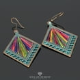 thumbnail image 5 of Soul Statement Women's Western Rainbow Thread Geometric Boho Dangle Festival Earrings - Unique Bronze & Teal Threader Bohemian Summer Jewelry for Women (Rainbow Thread), 5 of 7