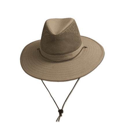Men's Crushable Wide Brim Bucket Hat UPF-50 Sun Protection Mesh Crown