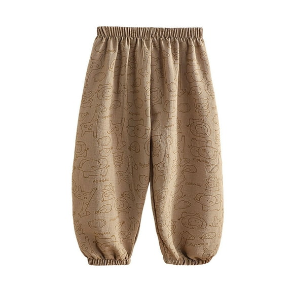 ZACPNCV Toddler Girls Boys Solid Cotton Harem Pants Summer Baby Basic Loose Long Bloomer Trouser Elastic Pants Coffee 5-6 Years