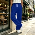 thumbnail image 5 of Wide Leg Sweatpants for Men Elastic Waist Drawstring Baggy Gym Pants Casual Fall Outfit Dark Blue S, 5 of 6