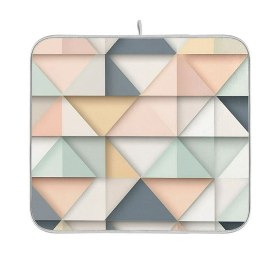 Yayeee Dish Drying Mat for Kitchen Counter 16"x18" Microfiber Absorbent Pad, Pink Geometric