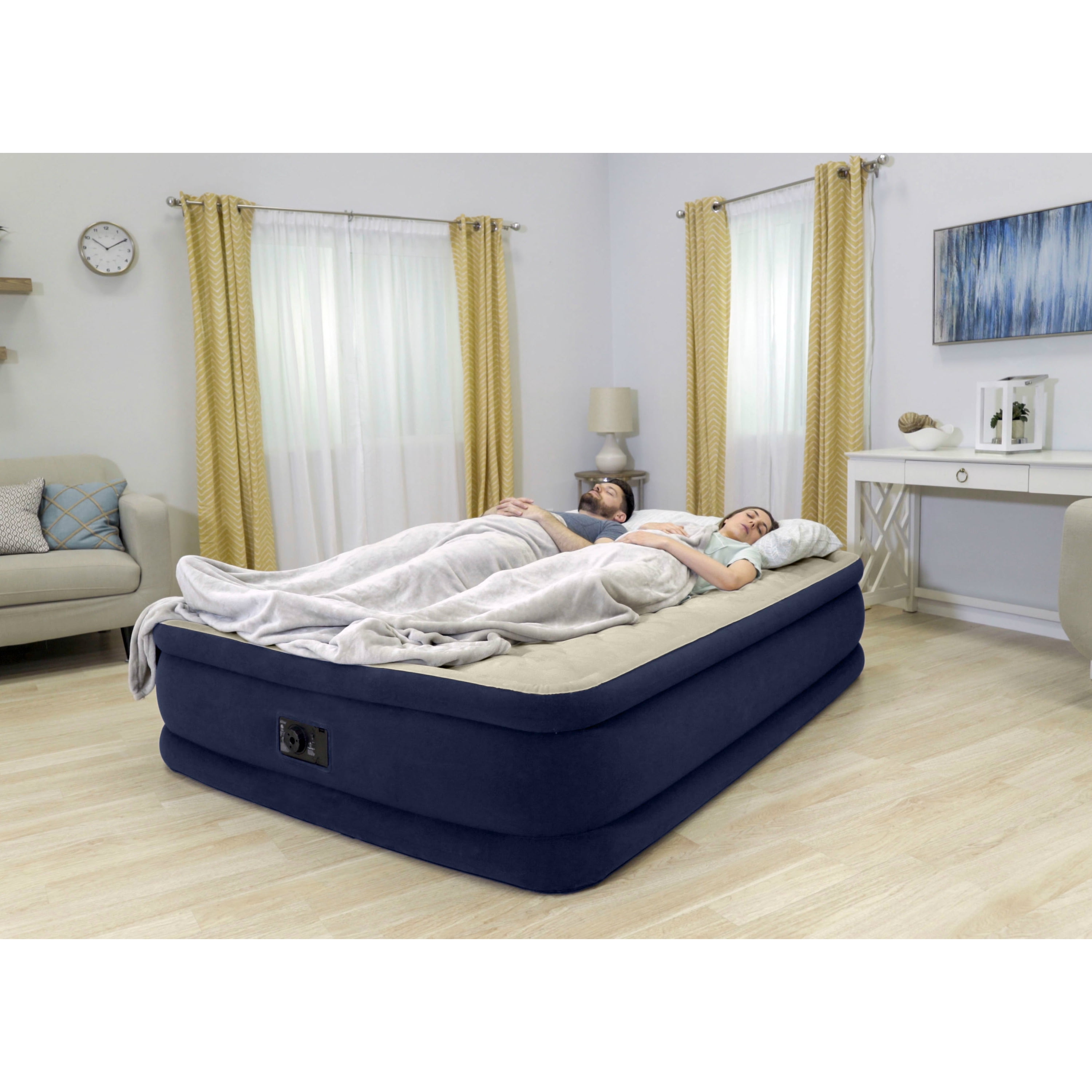 Intex Dura-Beam 18 in Waterproof Air Mattress, with Built-in Pump, Queen