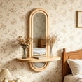 thumbnail image 2 of Wall Shelf with Mirror Wooden Floating Shelf with Storage for Entryway Bathroom Bedroom Vanity Hallway Organizer by PALIFEUR, 2 of 7