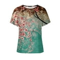 thumbnail image 5 of moda de las mujeres casual manga corta impreso cuello redondo suéter suelto top azul claro/l, 5 of 5