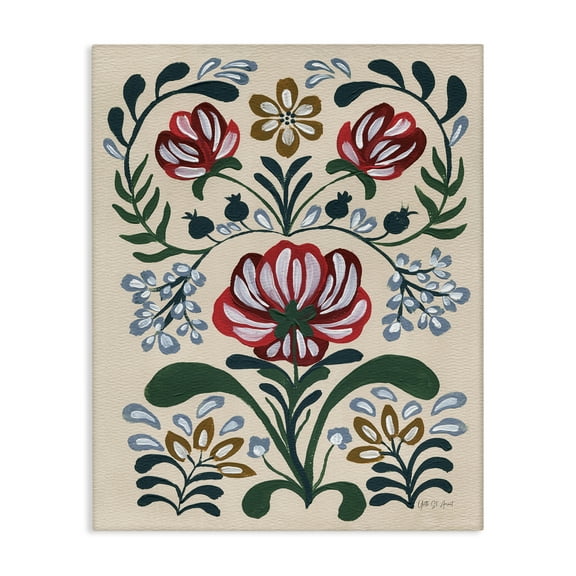 Stupell Industries Boho Folk Florals Botanical & Floral Painting Gallery Wrapped Canvas Art Print Wall Art, 16 x 20