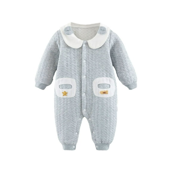 Odeerbi Baby Infant Boys Girls Clothes Baby Jumpsuit Romper Children's Fall Winter Cotton Warm Jumpsuit Newborn Crawling Children Clothes Newborn Jumpsuit Gray 5-8 Months