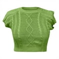 thumbnail image 5 of Yubnlvae Green Spring/Summer 2025 Casual Solid Dough Short Sleeve Knit Holiday Short Umbilical Top, S, 5 of 5