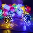 thumbnail image 6 of Horivan White Moroccan Ball LED String Lights Battery Operated Outdoor Indoor Holiday Decor for Christmas Party Garden Wedding Fairy Lights with 8 Modes Timer, 6 of 6