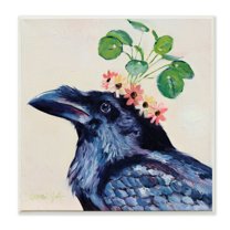 Stupell Industries Black Crow with Bohemian Floral Crown Wall Plaque by Karen Weber Fine Art