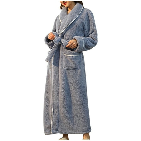 

LWZWM Womens Fleece Bathrobe Nightgown Ladies Pajamas Sleepwear Winter Warm Nightgown Couple Bathrobe Autumn Nightgown Dark Gray M
