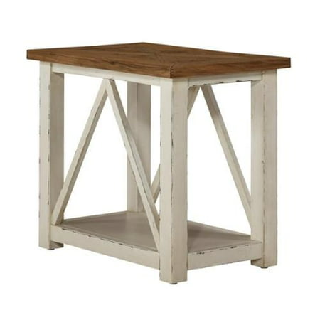 Ashley Marshone Chair Side End Table in White and Light ...