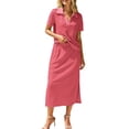 thumbnail image 3 of Women'S Skirt Sets 2 Piece Outfits Summer Casual Striped Short Sleeve Skirt and Top Set Pink L, 3 of 10