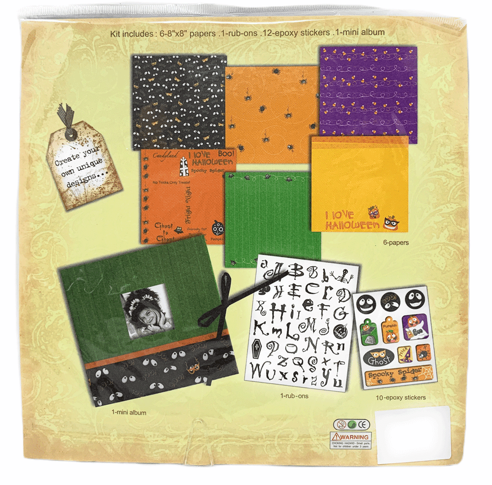 Boston Novelties 8 x 8 Scrapbook Kit with Mini Scrapbook Album (Halloween  Style 2) 