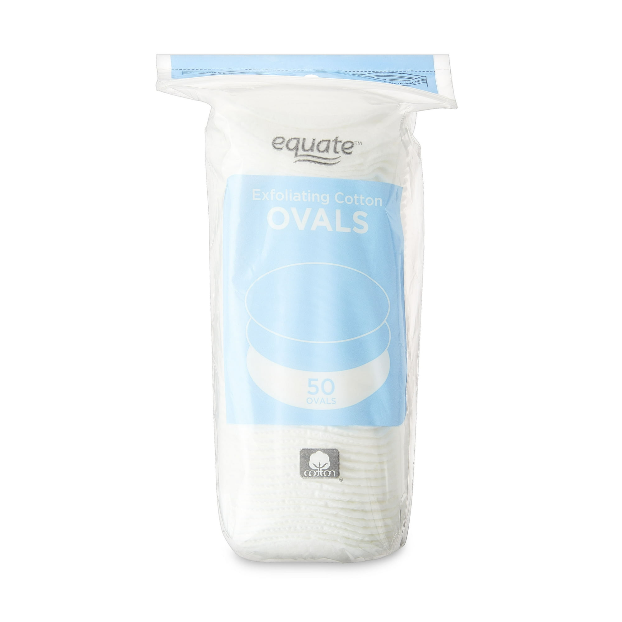 Equate Exfoliating Cotton Ovals, 50 Count