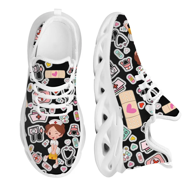 Zapatos de enfermería blancos para mujer, zapatillas deportivas de malla transpirables con diseño de marca para enfermeras, médicos y atención médica