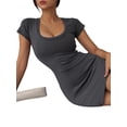 thumbnail image 5 of Liacowi Women's Summer Bodycon Mini Dress, Solid Color Short Sleeve U-Neck Short Dress for Party Club, 5 of 6