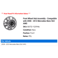 thumbnail image 2 of Front Wheel Hub Assembly - Compatible with 2008 - 2013 Mercedes-Benz S63 AMG 2009 2010 2011 2012, 2 of 2