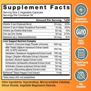 Force Factor Extra-Strength Liver Detox & Repair Capsules with Milk Thistle, Turmeric & Dandelion, 60 Count
