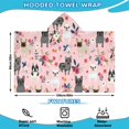 thumbnail image 2 of French Bulldog Dog Pattern with Pioneer Flower Hooded Bath Towel，60"x35" for Ages 3 To 12 Kids, Quick Dry Lightweight Soft Microfiber Hood Beach Towel Cover Up for Kids, 2 of 7