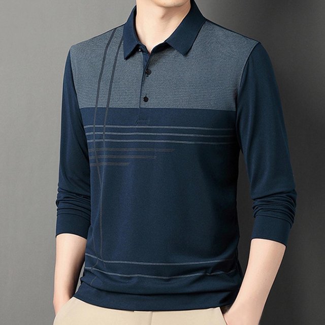 Blusa y camisa de manga larga con cuello vuelto para hombre, pijama deportivo para el hogar, camiseta de color liso, blusa deportiva de poliéster para hombre