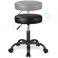 thumbnail image 2 of Amolife Round Rolling Stool PU Leather Height Adjustable Swivel Drafting, Fully Black, 2 of 6