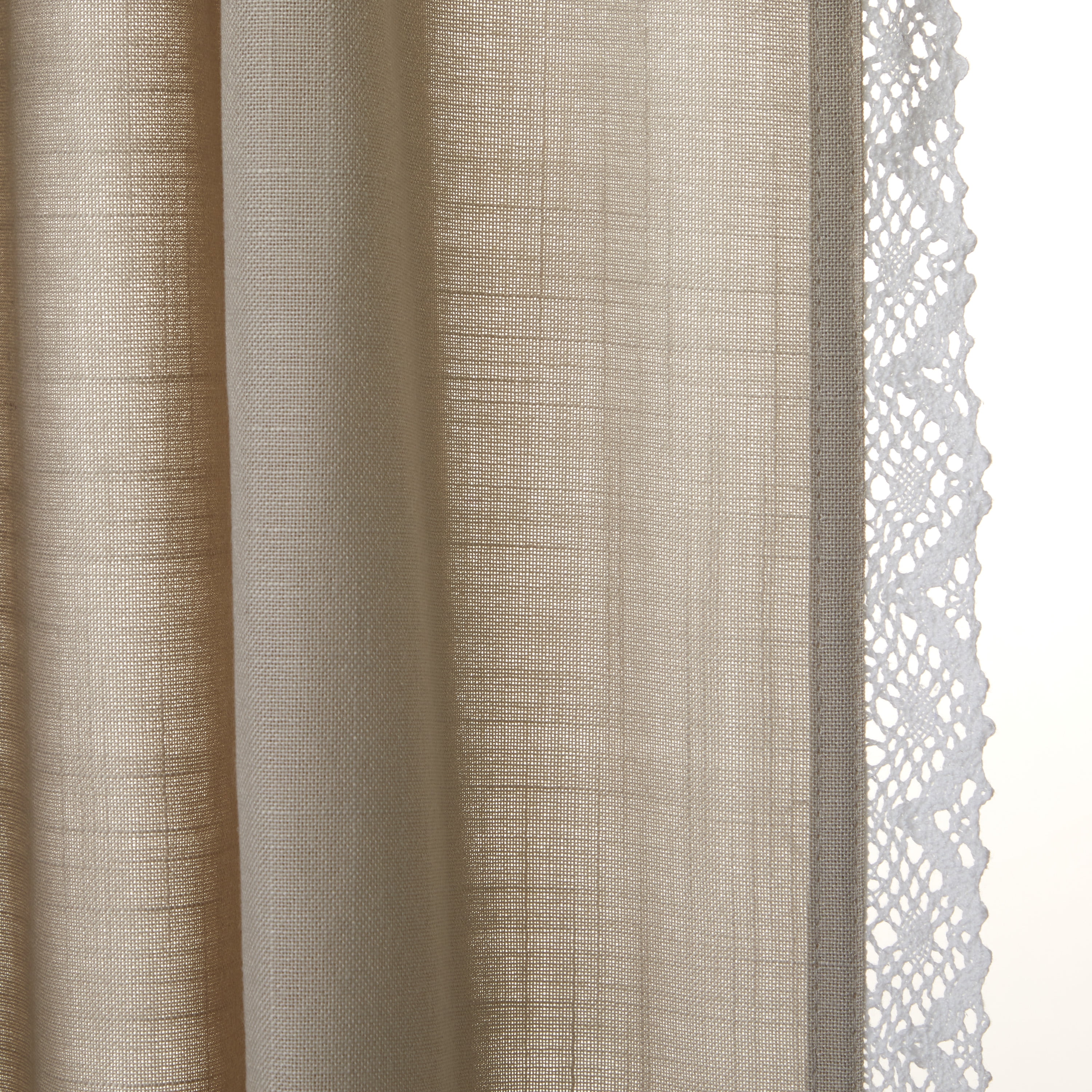 SKL Home Catherine Crochet Curtain Panel Pair, Tan, 52x63