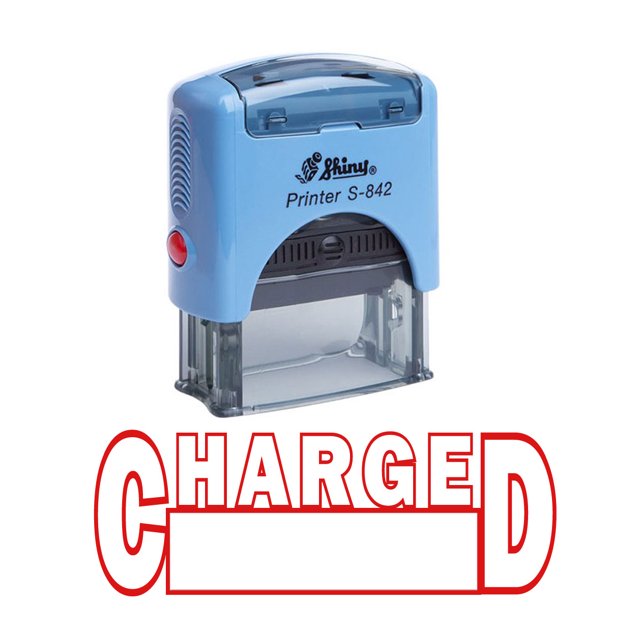 CHARGED Self Inking Rubber Stamp Custom Shiny Office Stationary Stamp