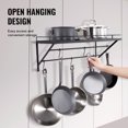 thumbnail image 4 of KFFKFF Pot Rack Wall Mounted, 24 inch Pot and Pan Hanging Rack, Pot and Pan Hanger with 12 S Hooks, 55 lbs Loading Weight, Ideal for Pans, Utensils, Cookware in Kitchen, 4 of 9