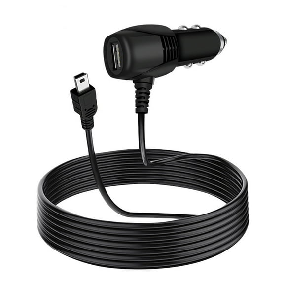 3.5m Universal Car Charger, Mini USB & Extra USB Slot, 5V/2A Output, 12V-24V Compatible, Overload Protection, for Cameras/Phones/Tablets/DVR, Long Cord, Easy to Hide