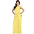 thumbnail image 4 of KOH KOH Long Sleeveless Bridesmaid Wedding Party Guest Summer Flowy Casual Brides Formal Evening Sexy Halter Neck Maxi Dress Gown For Women Daffodil Yellow XXX-Large US 22-24 NT012, 4 of 6